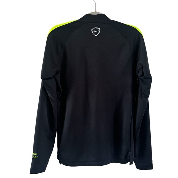 Nike Women’s 1/4 Zip Lightweight Jacket w Thumbholes Black w/ neon green Medium - Picture 2 of 11